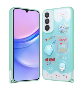 Samsung Galaxy A25 Uyumlu Kılıf Parlayan Simli Kabartma Figürlü Zore Cevze Kapak