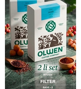 OLWEN COFFEE Öğütülmüş ve Demlemeye Hazır Filtre Kahve - 250 gr 2'li Set Base 2 (  Çiko lata, Karamel, Yoğun )