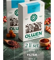 OLWEN COFFEE Öğütülmüş ve Demlemeye Hazır Filtre Kahve - 250 gr 2'li Set Base 2 (  Çiko lata, Karamel, Yoğun )