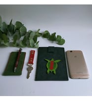 Woodensea Deri 3 Lü Set Telefon Kılıfı  Kalemlik Anahtarlık  El Yapımı