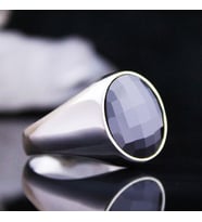 Siyah Zirkon Kristal Kesim Taşlı Özel Seri Erkek Gümüş Yüzük