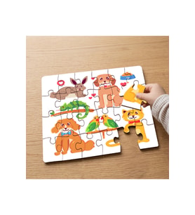 Sevimli Evcil Hayvanlar Tasarımlı 24 Parça Ahşap Çocuk Puzzle