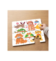 Sevimli Evcil Hayvanlar Tasarımlı 24 Parça Ahşap Çocuk Puzzle