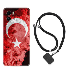 Vivo Y15S Y32 Y33S Y51 Y53S Kılıf Boyun Askılı Silikon Şanlı Türk Bayrağı 1315