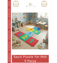 #YerMatı Çocuk Oyun Eğitim Güvenli EVA Darbe Emici Canlı Renkler 9 Parça Sayılar Puzzle Yer Matı