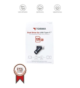 Torima Siyah 128GB Çift Sürücülü USB-TYPE-C OTG