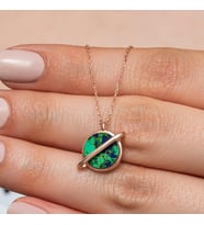 Opal Taşlı Gezegen Rose Kaplama 925 Gümüş Kadın Kolye