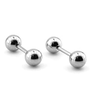 Gümüş Renkli Top Uçlu Vidalı Bar Piercing Kadın Erkek Küpe ER046