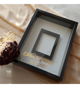 30x40 Cm Siyah Fotoğraf Alanlı Model Tasarım Gül Kutusu Anı Çerçevesi! Ayna Çerçeve!(Fotoğraf Hediye)