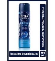 NIVEA MEN Erkek Sprey Deodorant Fresh Active 150ml, Ter Kokusuna 48 Saat Etkili, Erkeksi Koku, Ferah