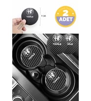 Alfa Romeo Tonale Siyah Karbon Bardak Altlığı Alfa Romeo Logolu Tonale Yazılı Dayanıklı 7 cm Tasarımı 2 Adet