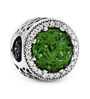 Nur Silver Yuvarlak Yeşil Taşlı Gümüş Charm NUR-BL00246