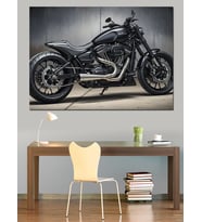 Siyah Modern Klasik Motosiklet Tasarımı Dekoratif Kanvas - Mdf Ahşap Tablo