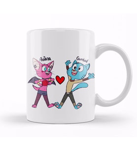Kedi Cat Mammal Dog, Gumball Waterson Ariana Aşk Kupa Bardak Porselen