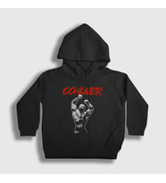 Presmono Unisex Çocuk Siyah Conquer Gym Spor Chris Bumstead Kapüşonlu Sweatshirt 396738tt