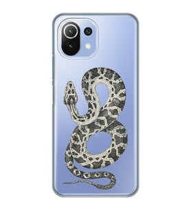 Xiaomi Mi 11 Lite Uyumlu Yılan Desenli Şeffaf Telefon Kılıfı
