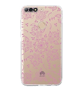 Huawei Y7 2018  Kamera korumalı Kapak Nostalji Desen Tasarımlı  Şeffaf Kılıf