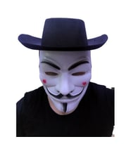 Siyah Renkli Delikli Çocuk Boy Vendetta Şapkası ve Vendetta Maskesi