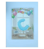 C Harf Mavi Yıldız Desenli Folyo Balon 26" inç 65 cm parti, doğum