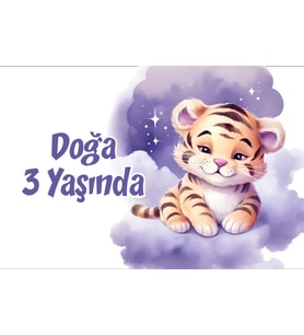 Pembe Sevimli Aslan Doğum Günü Afişi 35X50 cm