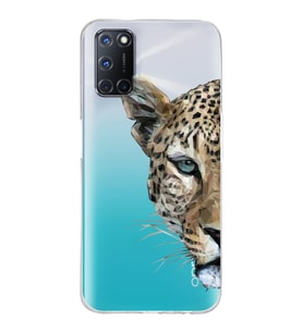 Oppo A52/A72/A92 Uyumlu Kaplan Desenli Şeffaf Telefon Kılıfı