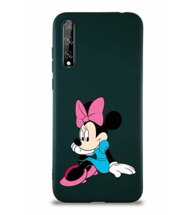 Huawei P Smart S Soft Premier Kapak Minnie Mouse-E Tasarımlı Silikon Kılıf - Yeşil (Şeffaf)