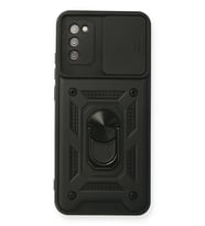 Newface Samsung Galaxy A02S Kılıf Pars Lens Yüzüklü Silikon - Siyah