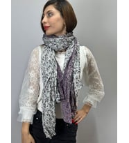 3 RENKLİ ÇİÇEKLİ KADIN FULAR ŞAL 170X105 CM (Lila)