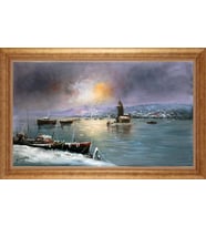 Çerçeveli Paspartulu Manzara Tablo ah1322 (Gold)
