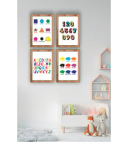 Çocuk & Bebek Odası 4 Parçalı Eğitici Duvar Tabloları