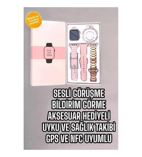 Mey İthalat® Akıllı Saat Amoled Ekran 3 Kordonlu Aksesuar Hediyeli Sesli Görüşme