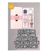 Mey İthalat® Akıllı Saat Amoled Ekran 3 Kordonlu Aksesuar Hediyeli Sesli Görüşme