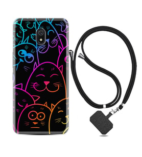 Xiaomi Redmi 8A 8 Pro 9C 9T 10C 11T Pro Kılıf Boyun Askılı Silikon Neon Cats 1790