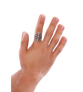 Erkek Antik Gümüş Kaplama Ayarlanabilir Gotik İskelet&Çarmıh Yüzük