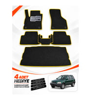 e-biz HONDA CRV 2 (2002-2006) Uyumlu EVA Oto Paspas Bagaj Paspası Dahil Metal Topukluklu Siyah-Sarı