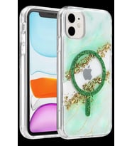 Onegif iPhone 11 Lotus Simli Magsafe Kapak - Yeşil