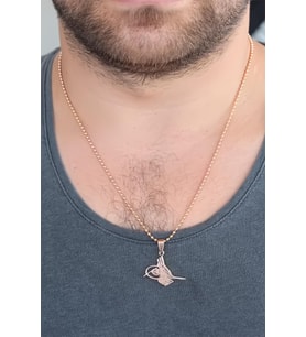 Rose Renk Metal Tuğra Figürlü Erkek Kolye