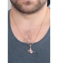 Rose Renk Metal Tuğra Figürlü Erkek Kolye