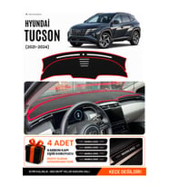 HYUNDAİ TUCSON (2021-2024) Uyumlu Torpido Örtüsü Torpido Kılıfı - Siyah Kırmızı
