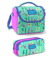 Coral High Mor Pembe Su Yeşili Kız Çocuk Beslenme Çantası Seti