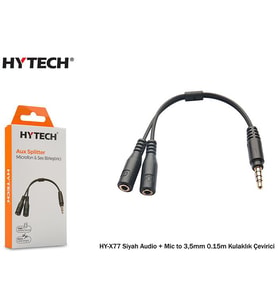 Hytech HY-X77 Siyah Audio + Mic to 3,5mm 0.15m Kul