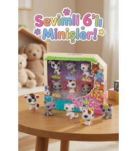 Little Pet Star Sevimli 6'lı Miniş Figür Seti - Hayvan Arkadaşları - Eğlenceli Oyuncak Paketi