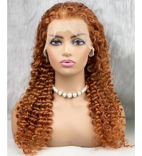 Mulvxprk  Prk02 Gerçek Front Lace Tül Peruk - Afro Dalgalı - Bakır 70-75Cm (Mulvix)