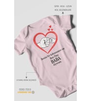Benim Bir Kahramanım Varc Ben Ona Baba Diyorum Baskılı Bebek Zıbını – Çıtçıtlı Body  Kısa Kol (Bebek Pembesi)