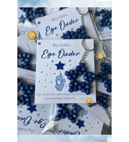 30 Adet Zincirli Ahşap Yıldız Anahtarlık Bebek Hediyeliği Fil & Balon Konsept 