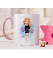 Bk Gift Kişiye Özel Ponpon Kız Karikatürlü Pembe Kupa Bardak-1, Sevgiliye Hediye, Arkadaşa Hediye