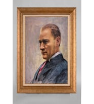 Altın Varaklı Paspartulu Çerçeveli Atatürk Tablo sd178