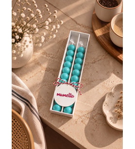 Mumelia Bubble Şamdan - Doğal Soya Kutulu Dekoratif Mum - 2'li - Turkuaz - 1 Kutu