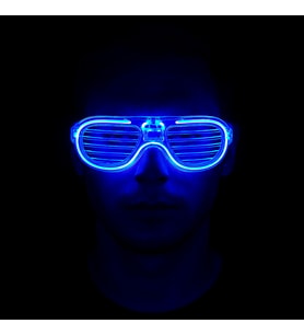 Mavi Led Işıklı Parti Gözlüğü - Neon Glow Şerit Gözlük 3 Modlu