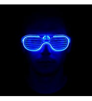 Mavi Led Işıklı Parti Gözlüğü - Neon Glow Şerit Gözlük 3 Modlu